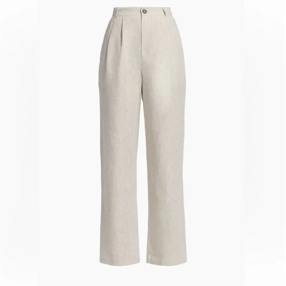 Reformation Petites Mason Linen Pant Oatmeal - Size 4P